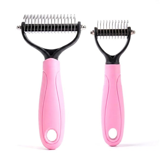 Pet Grooming Tool, 2026 New Undercoat Rake Deshedding Brush for Dogs & Cats, Double Sided Dematting Comb for Detangling Long Matted Fur (Pink, Large & Small)