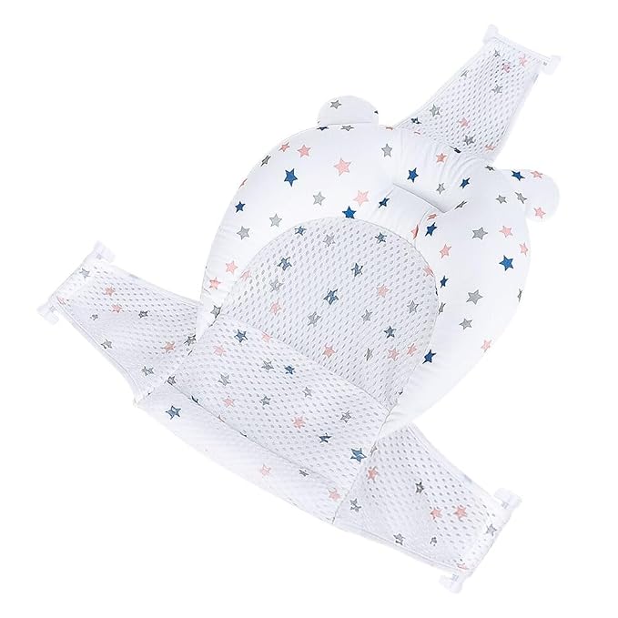 Baby Bath Seat Support Net Soft Infant Bathing Seat Support Mat Suspension Shower Pad Adjustable Non-Slip Newborn Bathtub Sling Mat Baby Sink Bather Tub Shower Net Bathtub Sit Up Mesh 0-6 Month