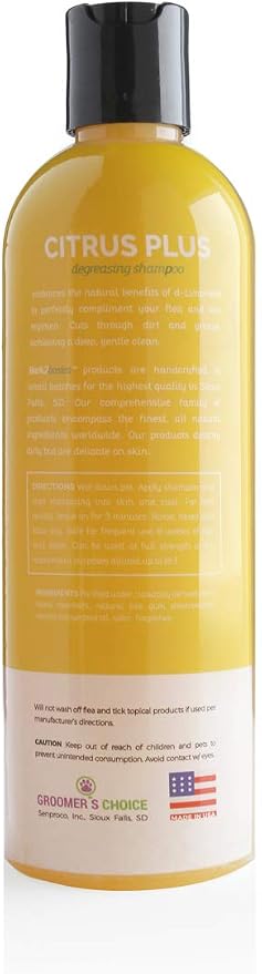 Bark2Basics Citrus Plus Dog Shampoo 16 oz - d-Limonene, Natural, Cuts Through Dirt and Grease, Professional Grade, Compliments Flea and Tick Regimen