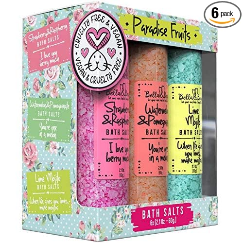 Bath Salts for Women – Relaxing Spa & Foot Soak – Bella & Bear Paradise Fruits – Fruity Scented Bath Soak Gift Set (6 Pack, 2oz) – Vegan & Cruelty-Free