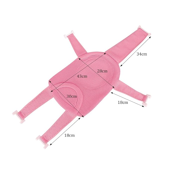 Baby Bath Seat Mat Infant Bathing Support Mat with Five Safety Support Corner Adjustable Antiskid Bath Net Cushion Baby Shower Net Pad Comfortable Baby Bathtub Sling