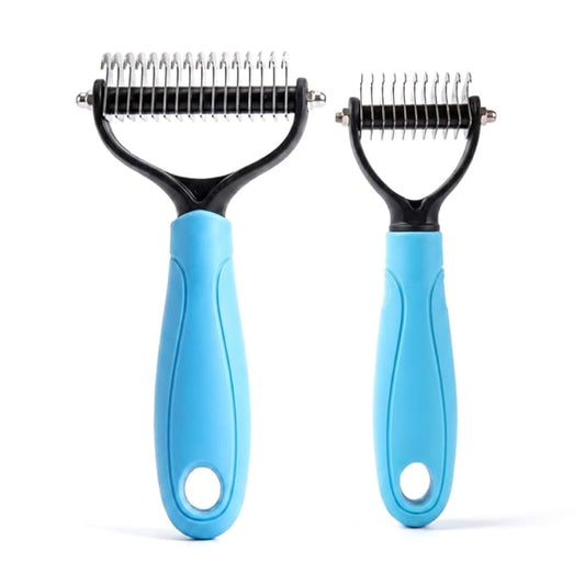 Pet Grooming Tool, 2026 New Undercoat Rake Deshedding Brush for Dogs & Cats, Double Sided Dematting Comb for Detangling Long Matted Fur (Blue, Large & Small)