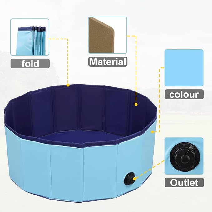 Dog Pool Foldable pet Pool Large Dog Swimming Pool pet Swimming Pool PVC Non-Slip Pool for All Kinds of pets48-12in