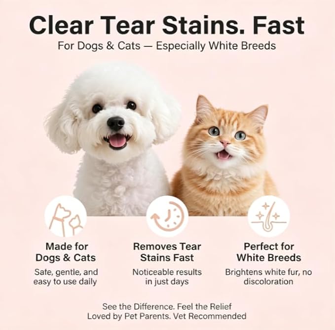 Tear Stain Remover for Dogs, Dog Tear Stain Remover Balm for Dogs with Applicator Brush, Professional Eye Crust Remover (2 Pcs)