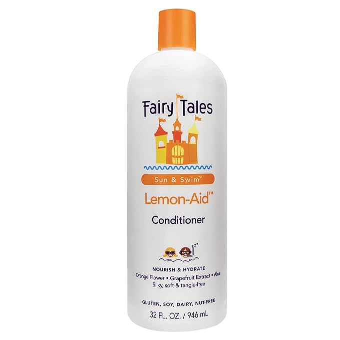Fairy Tales Sun & Swim Lemon-Aid Kids Conditioner - After Pool & Beach Hair Conditioner - Replenishes Moisture, Softens & Detangles After Chlorine, Salt & Sun - Citrus Scent - 32 oz