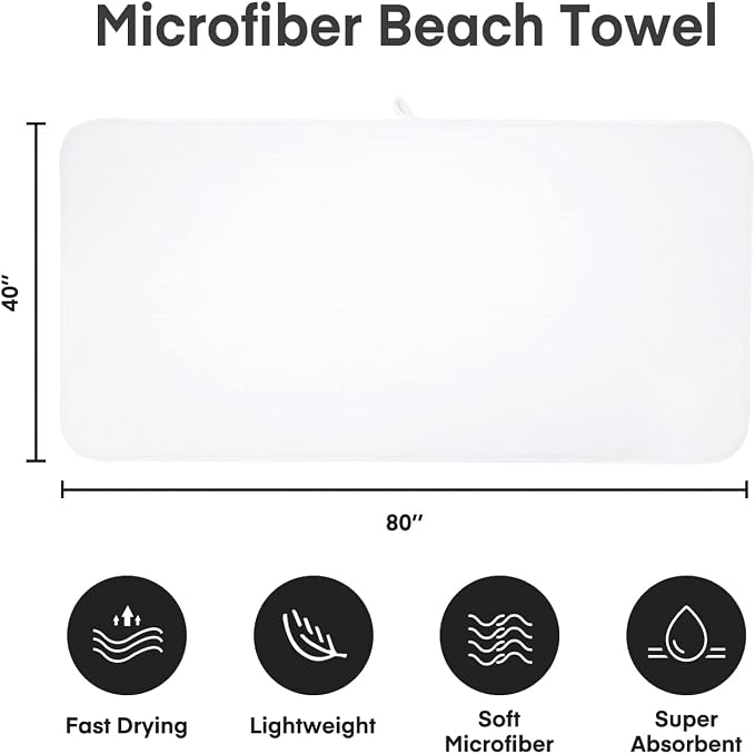 JML Luxury Hotel & SPA Oversized Bath Towels (2 Pack, 40"x80") - 350GSM High-Density Fleece Towel Sets - Super Soft and Absorbent, Lint Free, Fade Resistant Extra Large Bath Sheet, White