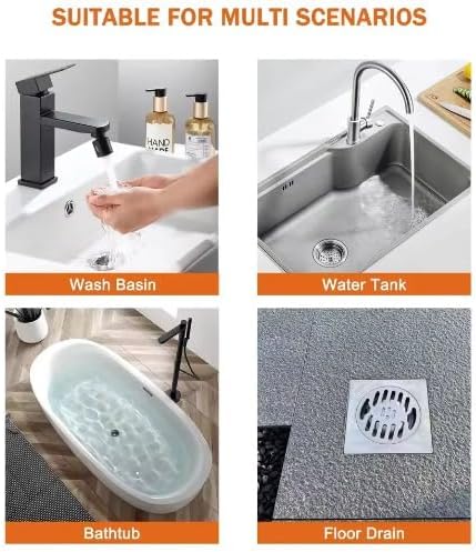 Disposable Shower Drain Hair Catcher, 3.94 Inches Square, 100 PCS | With Scrapper, Stickers for Bath & Kitchen, For Human & Pet Hair, Bathtub & Laundry Cover