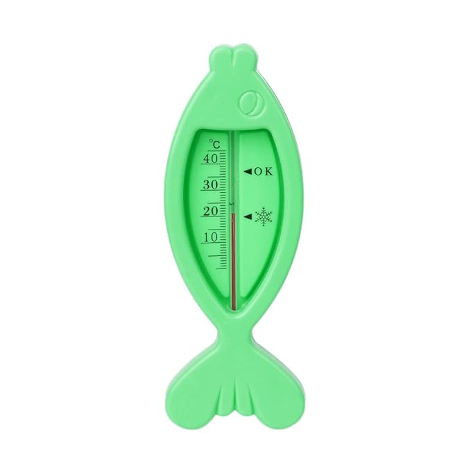 1Pcs Green/Yellow Water Baby Bathing Fish Shape Temperature Infant Toddler Shower Bath Thermometer - Color Random