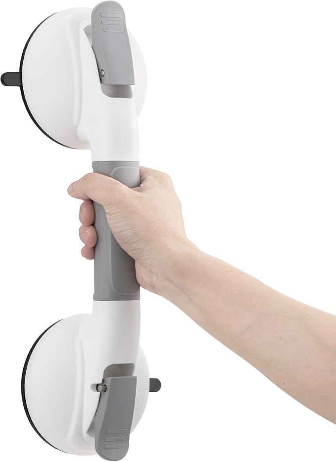 TAILI Grab Bars for Bathtubs and Showers, Shower Handles for Elderly Suction,Maximum 330lbs,Shower Grab Bar with Upgraded Rubber Suction Cups,Safety Grip for Senior, No Drilling Removable,Grey
