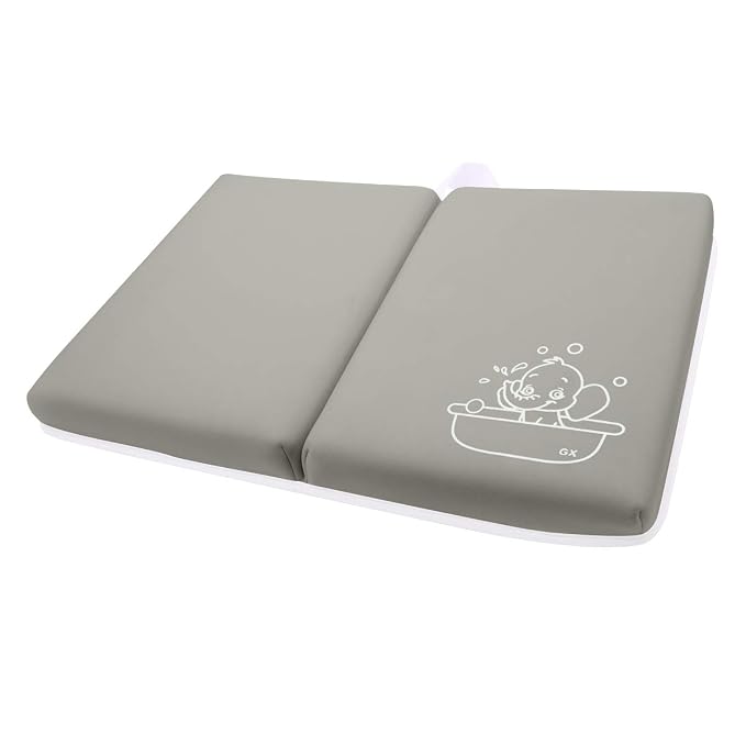 Bath Knee Pad - 1.5inch Extra Thick Bath Kneeling Pad Non-Slip Rubber - Foldable Bathtub Knee Mat Large Safety Bath Kneeler Pad for Baby Bathtime, Garden Work, Exercise - Gray