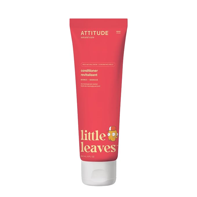 ATTITUDE Kids Conditioner, Gentle Detangling Conditioner, Moisturizing & Softening for Tangles & Knots, Plant-Based, Vegan, Mango Scent, 8 Fl Oz