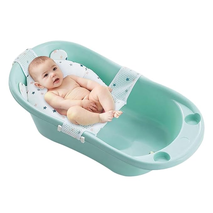Baby Bath Seat Support Net Soft Infant Bathing Seat Support Mat Suspension Shower Pad Adjustable Non-Slip Newborn Bathtub Sling Mat Baby Sink Bather Tub Shower Net Bathtub Sit Up Mesh 0-6 Month