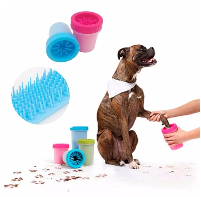 Dog paw cleaner. Portable dog paw washer. 2 in 1, brush and cleaner. Soft Silicone Dog Foot Cleaner Cup for Dogs and Cats. Portable pet cleaner. TeloComproYa