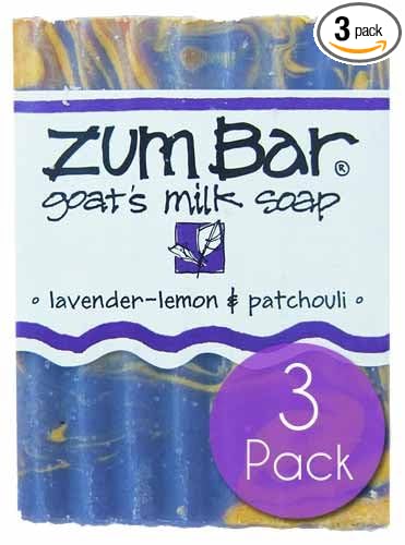 Zum Indigo Wild Goat's Milk Soap Bar - Bar Soap for Hands & Body Made with Essential Oils - 3 oz - Lavender-Lemon & Patchouli (3 Pack)
