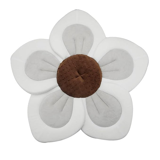 PandaEar Baby Bath Pad for Infant Newborn | Soft Flower 5 Petals for Sink Bathtub Essentials Shower Gift (Grey)
