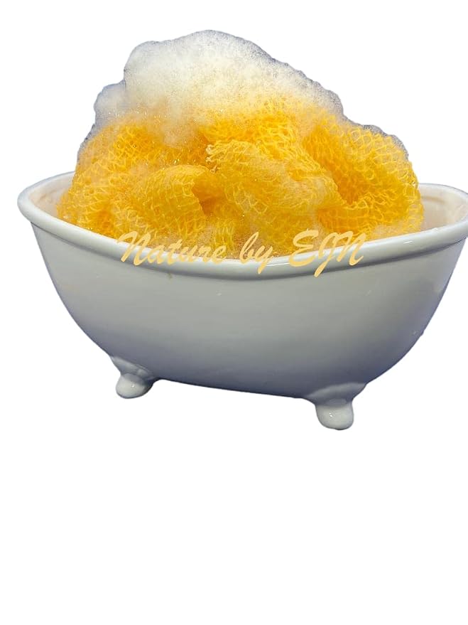 Net Bath Sponge, Long, Skin Exfoliation, African, Porous (Golden Apricot)