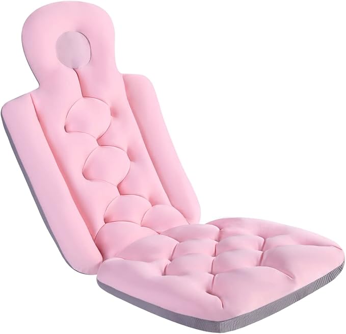 Full Body Bath Pillow, Bath Pillows for Tub, Tub Pillow for Bath Head and Neck Support Ergonomic Quick Dry Headrest Cushion Bath Accessories (Pink-93cm*40cm)
