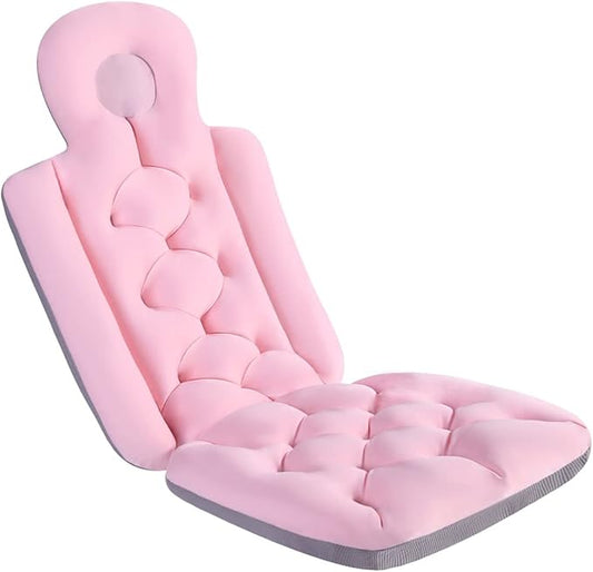 Full Body Bath Pillow, Bath Pillows for Tub, Tub Pillow for Bath Head and Neck Support Ergonomic Quick Dry Headrest Cushion Bath Accessories (Pink-93cm*40cm)