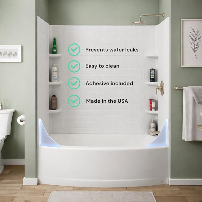 Shower Splash Guard Kit | Large Bathtub Splash Guards | Waterproof Self-Adhesive Shower Corner Guards | Keeps Water in Shower or Bath | 2 Pack 6.75 x 6.75 in