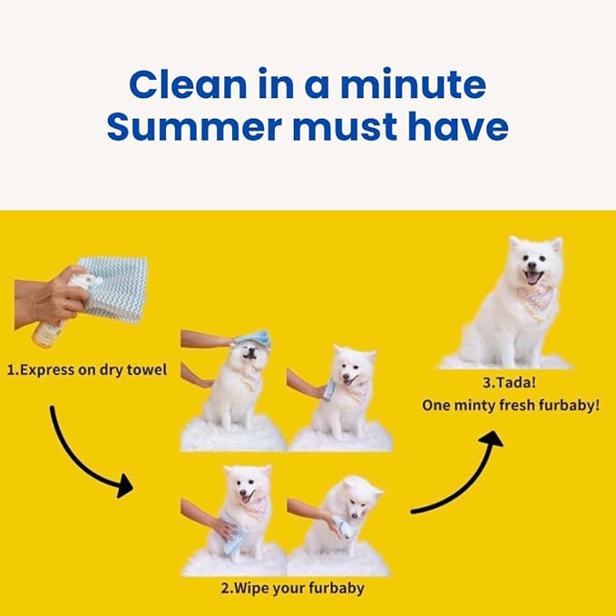 Waterless No Rinse Dog Dry Shampoo Cooling Effect for Smelly Dogs. Suitable Cat Shampoo for Dandruff. Good for Itch. Developed with Vet in Singapore-Minty Fresh-6.8 fl oz
