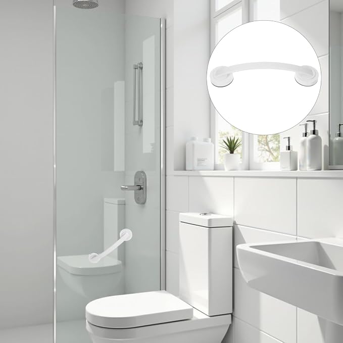 Bathroom Grab Bars 2 Pack 11.81 Inch Suction Safety Handrails for Seniors and Elderly - Non Slip Bathtub Rail Safety Grab Bar for Shower and Toilet Support - White