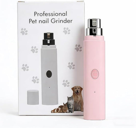 Pet Nail Grinder for Dogs & Cats, 2-Speed Electric Pet Nail File with Safety Guard, Low Noise & Vibration, Rechargeable USB Cord, Quick & Painless Trimming for Small to Large Pets (Pink)