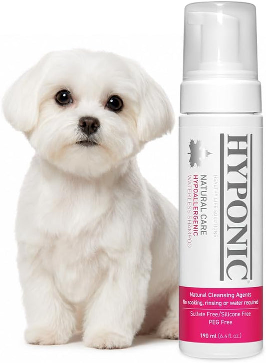 HYPONIC Hypoallergenic Premium Waterless Shampoo for All Pets (Scented, 6.4 oz) - Natural Dry Shampoo, Waterless Foam, Grooming for Dogs and Cats