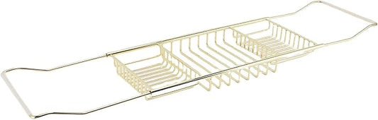 POCREATION Stainless Steel Bathtub Caddy Tray, Expandable 63.5 to 97.5cm / 25 to 38.4in, Modern Bath Organizer (Gold)
