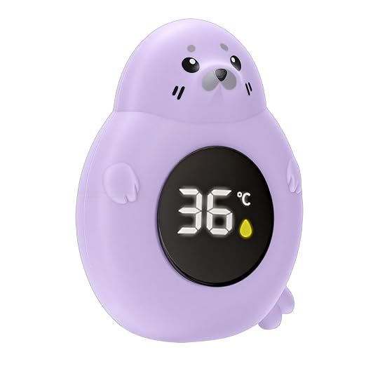 Greensen Baby Bath Thermometer, Digital Temperature with LED Alarm for Kids Toddler Bathtub Pool (Purple)
