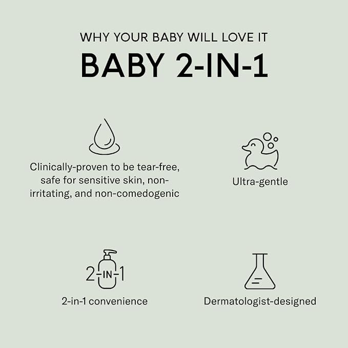 SEEN Baby 2-in-1 Shampoo & Body Wash – Fragrance-Free, Tear-Free & Non-Irritating – Dermatologist-Developed Gentle Cleanser for Sensitive & Eczema-Prone Skin