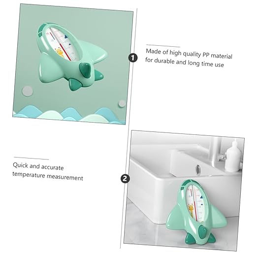 Toyvian Bath Thermometer Green Cartoon Plane Shape Accurate Water Temperature Reading Safe for Newborn Shower and Bath Easy to Use Material