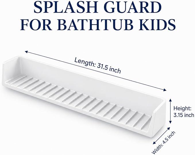 Bathtub Splash Guard for Tub Kids, Silicone Bath Toy Holder & Tub Side Tray with Suction Cups, Bath Tub Shelf for Kids, Bathtub Toy Storage, Blue