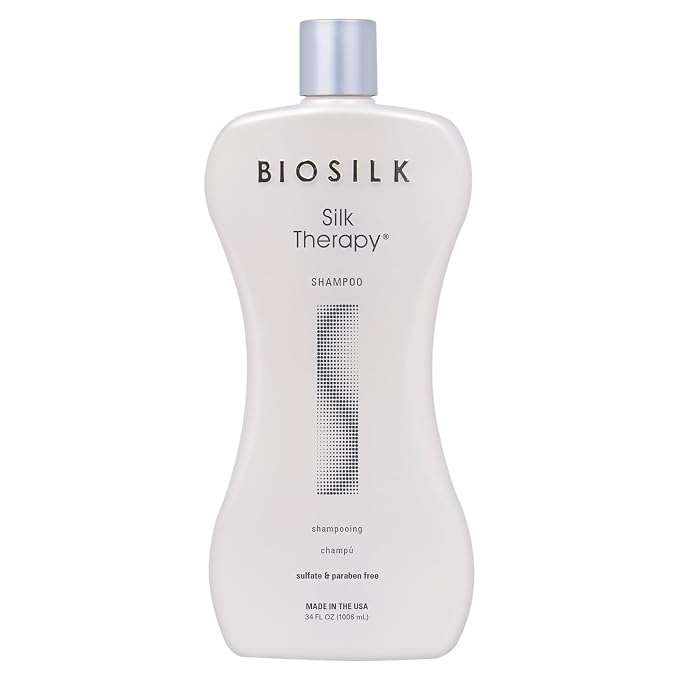 BioSilk Silk Therapy Shampoo, Gentle Hair Cleanser for Healthy, Shiny Hair, Conditions with Silk Proteins & Botanical Extracts, Sulfate-Free, Paraben-Free, Cruelty-Free, 34 Oz