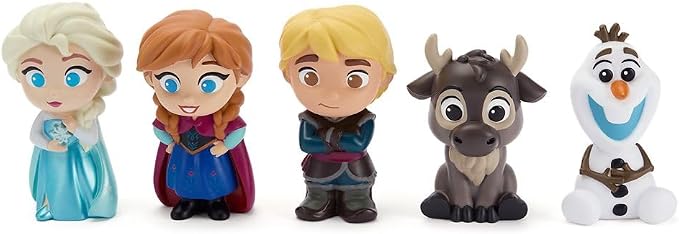 Disney Store Official Frozen Bath Toys Set - Includes 5 Detailed Toys with a Straining Storage Bucket - Bath Time Fun & Water Play Set for Kids