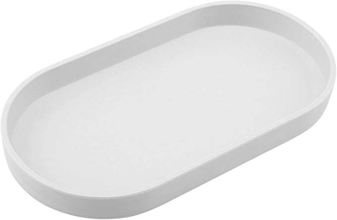 White Small Tray (10 inch), Oval Tray | Small Serving Tray for Countertop Organizer, Coffee Accessory , Soap, Perfume, Bathtub Bathroom Vanity Items
