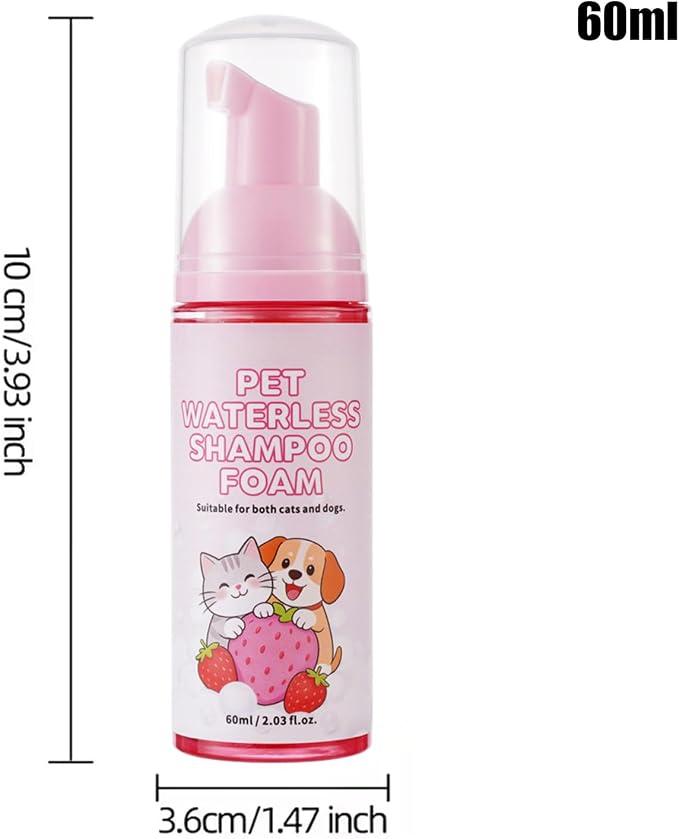 Rabbit Shampoo - 60ml Waterless Guinea Pig Cleaning Mousse | Small Pets Grooming Mousse for Rabbits, Cats, Dogs, Kittens, Puppies, Hedgehogs, Hamsters, Sugar Gliders, Indoor/Outdoor Home Use