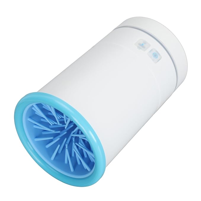 Portable Dog Cleaner, USB Rechargeable Electric Pet Foot Washer Cup for Small to Medium Dogs Cats, White Blue