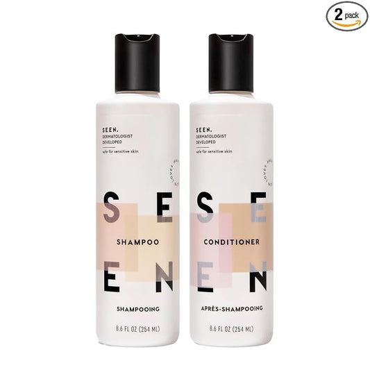 SEEN Shampoo & Conditioner Bundle, Scented - Non-Comedogenic Hair Care Set, Dermatologist-Developed, Safe for Sensitive, Eczema & Acne-Prone Skin