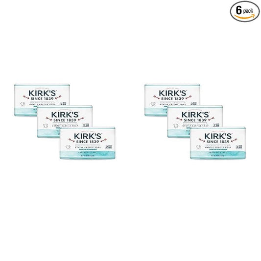 Kirk's Fragrance Free Castile Bar Soap (Pack of 6)
