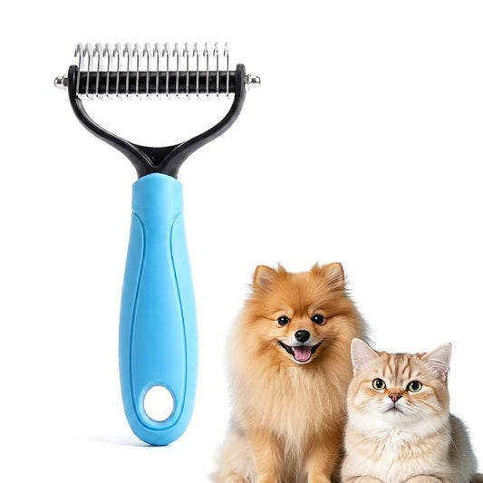 2026 New Dematting Comb for Dogs and Cats, Undercoat Rake Pet Brush for Long Hair, Deshedding Dog Brush Removes Tangles Knots and Loose Fur, Pet Grooming Tool for Thick Coats (Blue L)