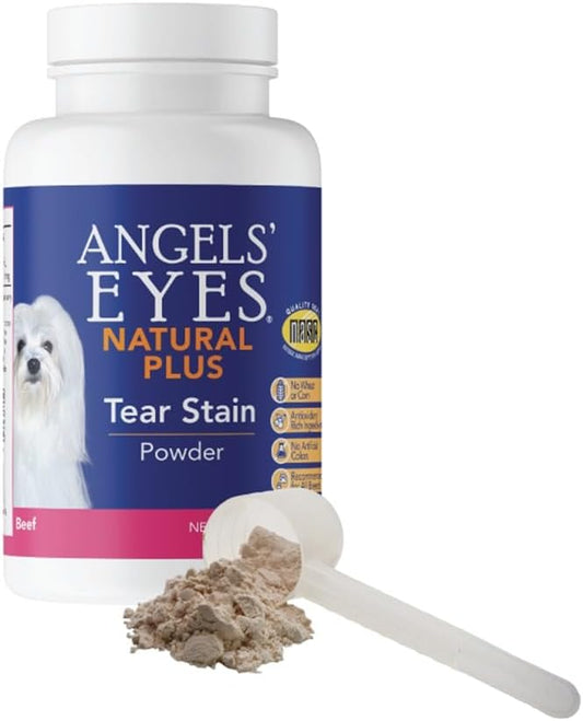 Angels' Eyes Natural Plus Tear Stain Prevention Powder for Dogs & Cats | Beef Flavor | 75g | Daily Eye Health Support for All Breeds | No Wheat, Corn or Antibiotics | Limited Ingredients