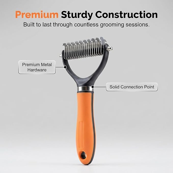 Double-Sided Pet Grooming Brush, 2026 New Undercoat Rake for Long Haired Pets, Durable Dematting Tool for long haired cats, Easy Grip Fur Remover Comb for home use (2, Green)