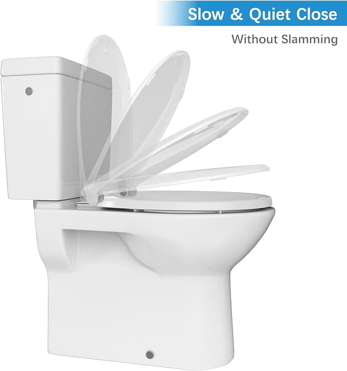 Round Toilet Seat with Toddler Seat, PP Safe Material, 2 in 1 Toilet Seat for Family Built-in Baby Seat Removable, 17 in,Soft Close + Easy Clean(White)