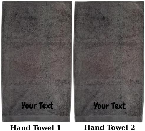 Personalized Towels - Customized Turkish Hand Towel - Custom Cotton Towel Set - Monogrammed Towels with Initials Name Embroidery - Set of 2 - Towels for Gym (Anthracite, Hand Towels - Set of 2)