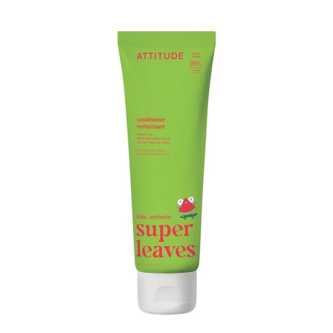 ATTITUDE Kids Conditioner, Gentle Detangling Conditioner, Moisturizing & Softening for Tangles & Knots, Plant-Based, Vegan, Watermelon & Coco Scent, 8 Fl Oz