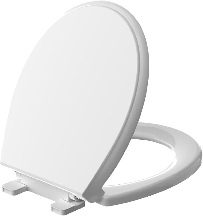 Round Toilet Seat 16.5 Inch, Soft Close Toilet Seat, Quiet No Slam Toilet Lid, Easy Install & Quick Release, Durable PP Plastic, Easy Clean, Fits Most Standard Round Toilets, White