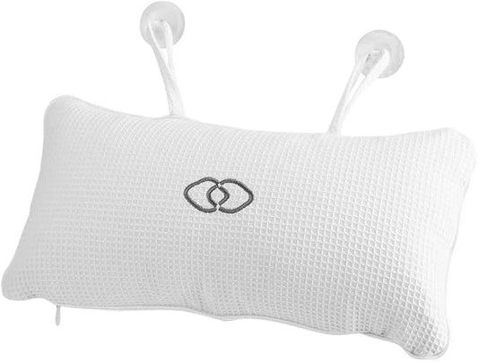 Nikou Bathtub Spa Pillow - Bath Cushion Bath Pillows White - Spa Pillow with Suction Cups,Supports Neck and Shoulders,for Hot Tub Home Spa Jacuzzi Bathtub Head Rest, Comfortable & Soft