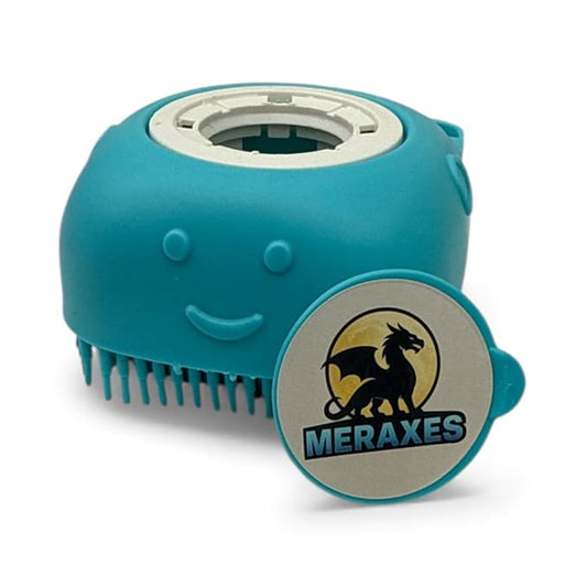 MERAXES Pet Grooming Bath Brush with Soap Dispenser – Soft Silicone Massage Bristles for Dogs & Cats, Gentle Deshedding & Deep Cleaning for Long or Short Hair – BLU
