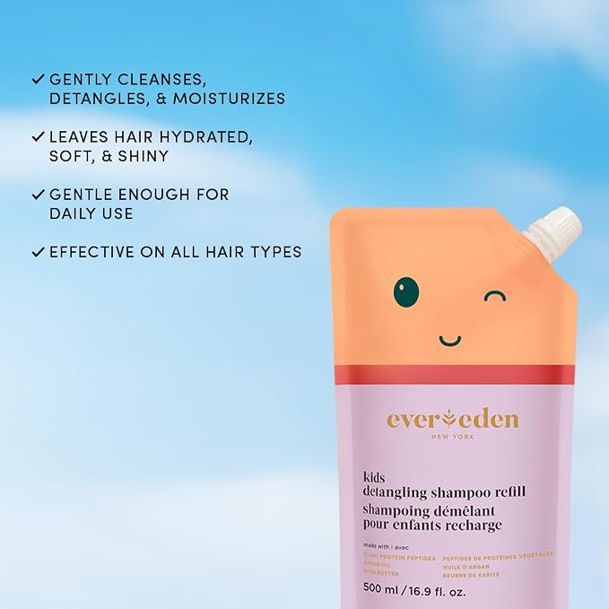 Evereden Kids Shampoo Refill, 16.9 fl oz | Detangling, Clean, Non-Toxic Ingredients | Gentle Kids Haircare