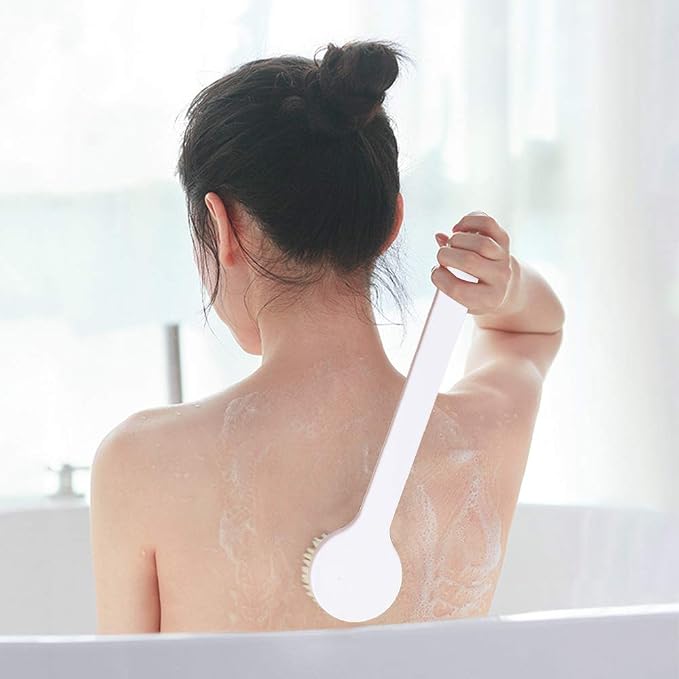 Body Brush Dry Brushing Shower Bath Brush Long Handle Gentle Back Skin Scrubber Exfoliate Massage Improve Blood Circulation Cellulite Treatment